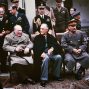 Rise of the USA as global hegemon: Yalta summit in February 1945 with (from left to right) Winston Churchill, Franklin Roosevelt and Joseph Stalin