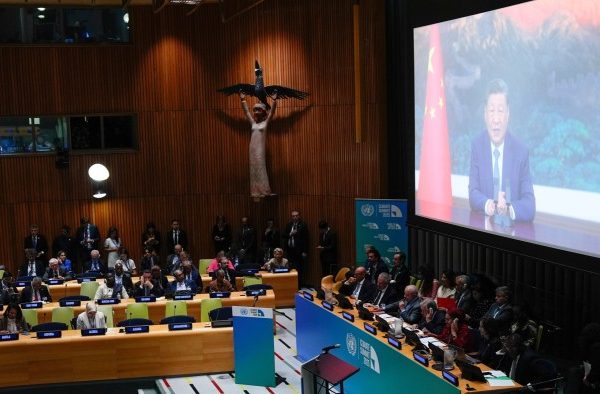Global power transition: Chinese President Xi Jinping delivering a video address to the UN General Assembly in 2025, highlighting China’s climate pledge.