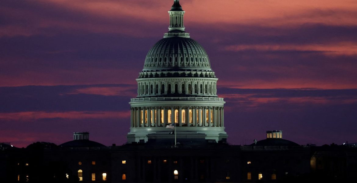 U.S. Capitol building at night in September 2025, symbolizing the engineered constitutional crisis of a government shutdown.