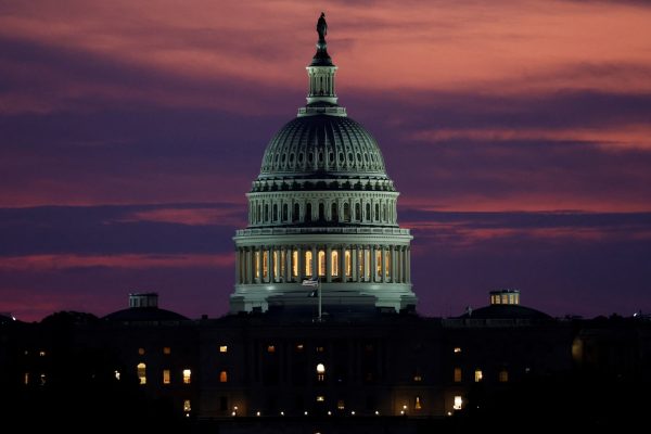 U.S. Capitol building at night in September 2025, symbolizing the engineered constitutional crisis of a government shutdown.